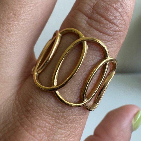 Jewelry - Gold Statement Ring with Open Oval Design